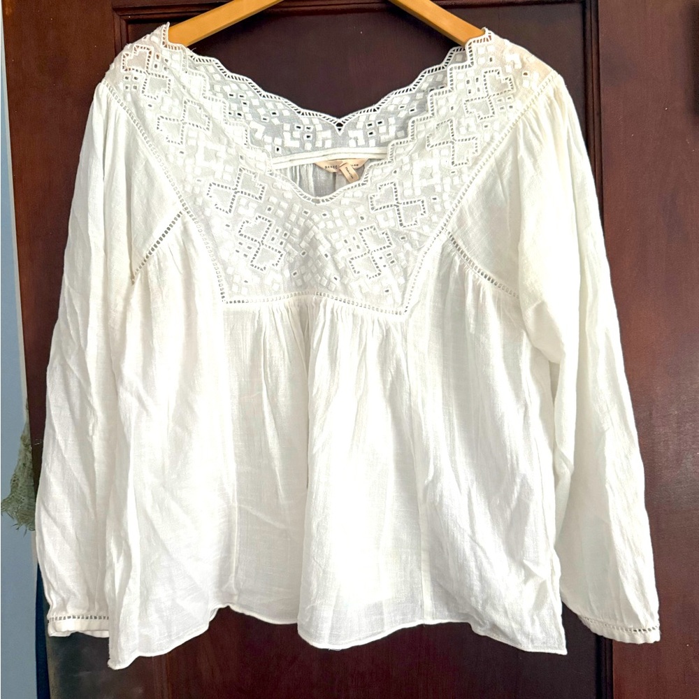 Rebecca Taylor White Embroidered Blouse